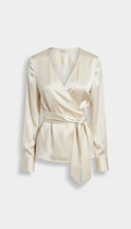 Blusa cruzada de seda marfil
